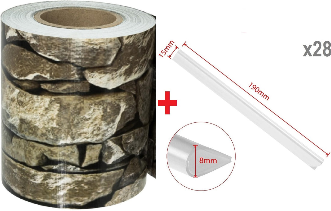 Bauswern ECO Žoga Lamiles 35 x 0,19 m (450 g/m²) + 28 skavas, Stein-Optik