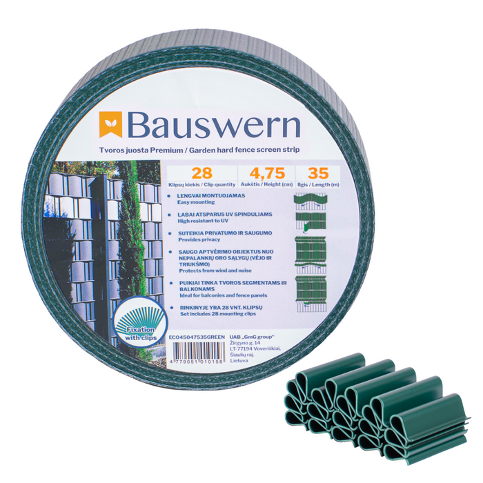 Bauswern ECO Žoga Lamiles 35 x 0,0475 m (450 g/m²) + 28 skavas, RAL6005 (Zaļš)