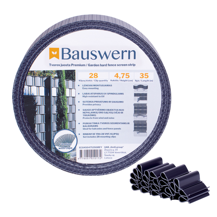 Bauswern ECO Žoga Lamiles 35 x 0,0475 m (450 g/m²) + 28 skavas, RAL7016 (Pelēks)
