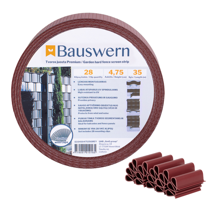 Bauswern ECO Žoga Lamiles 35 x 0,0475 m (450 g/m²) + 28 skavas, RAL8011 (Brūns)