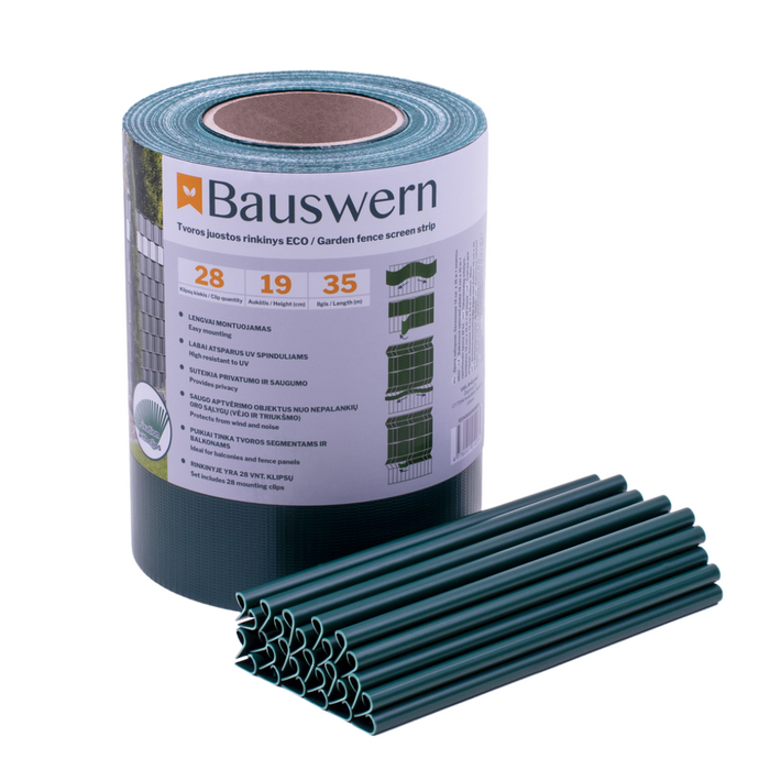 Bauswern ECO Žoga Lamiles 35 x 0,19 m (450 g/m²) + 28 skavas, RAL6005 (Zaļš)