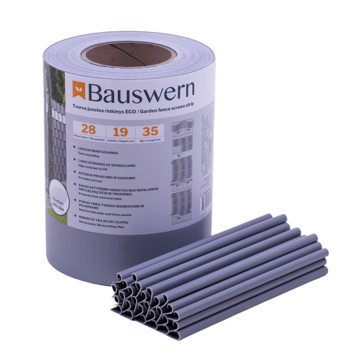 Bauswern ECO Žoga Lamiles 35 x 0,19 m (450 g/m²) + 28 skavas, RAL7040 (Gaiši Pelēks)