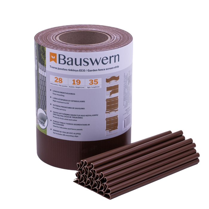 Bauswern ECO Žoga Lamiles 35 x 0,19 m (450 g/m²) + 28 skavas, RAL8011 (Brūns)