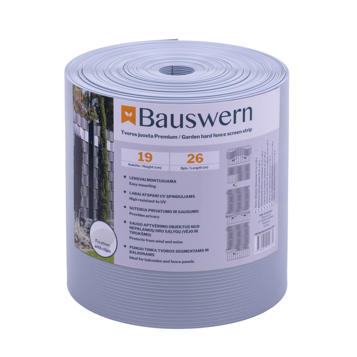 Bauswern Premium PP žoga lamiles 26 x 0,19 m (700 g/m²) RAL7040 (gaiši pelēks)