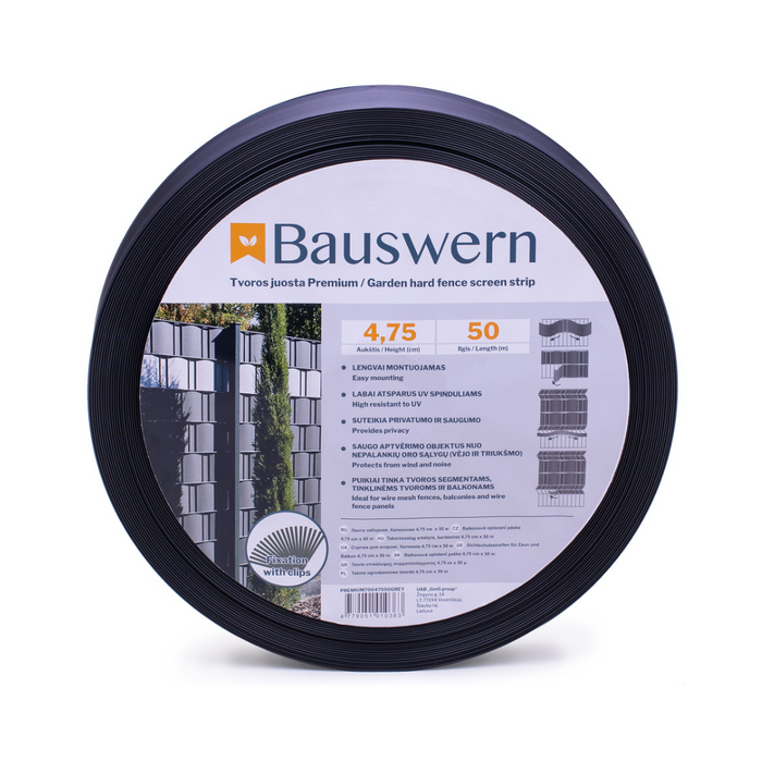 Bauswern Premium PP Žoga Lamiles 50 x 0,0475 m (700 g/m²) RAL7016 (Pelēks)