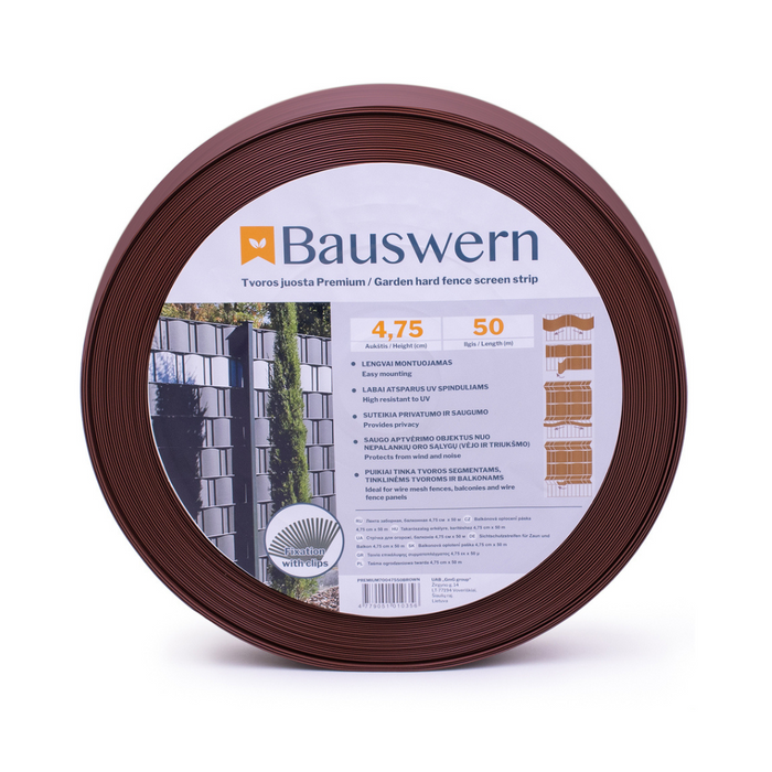Bauswern Premium PP Žoga Lamiles 50 x 0,0475 m (700 g/m²) RAL8011 (Brūns)