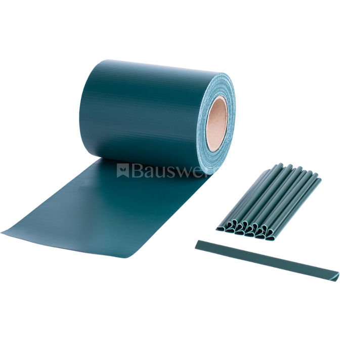 Bauswern ECO Privacy Screen Strips 35 x 0,19 m (450 g/m²) + 28 clips, RAL6005 (Green)
